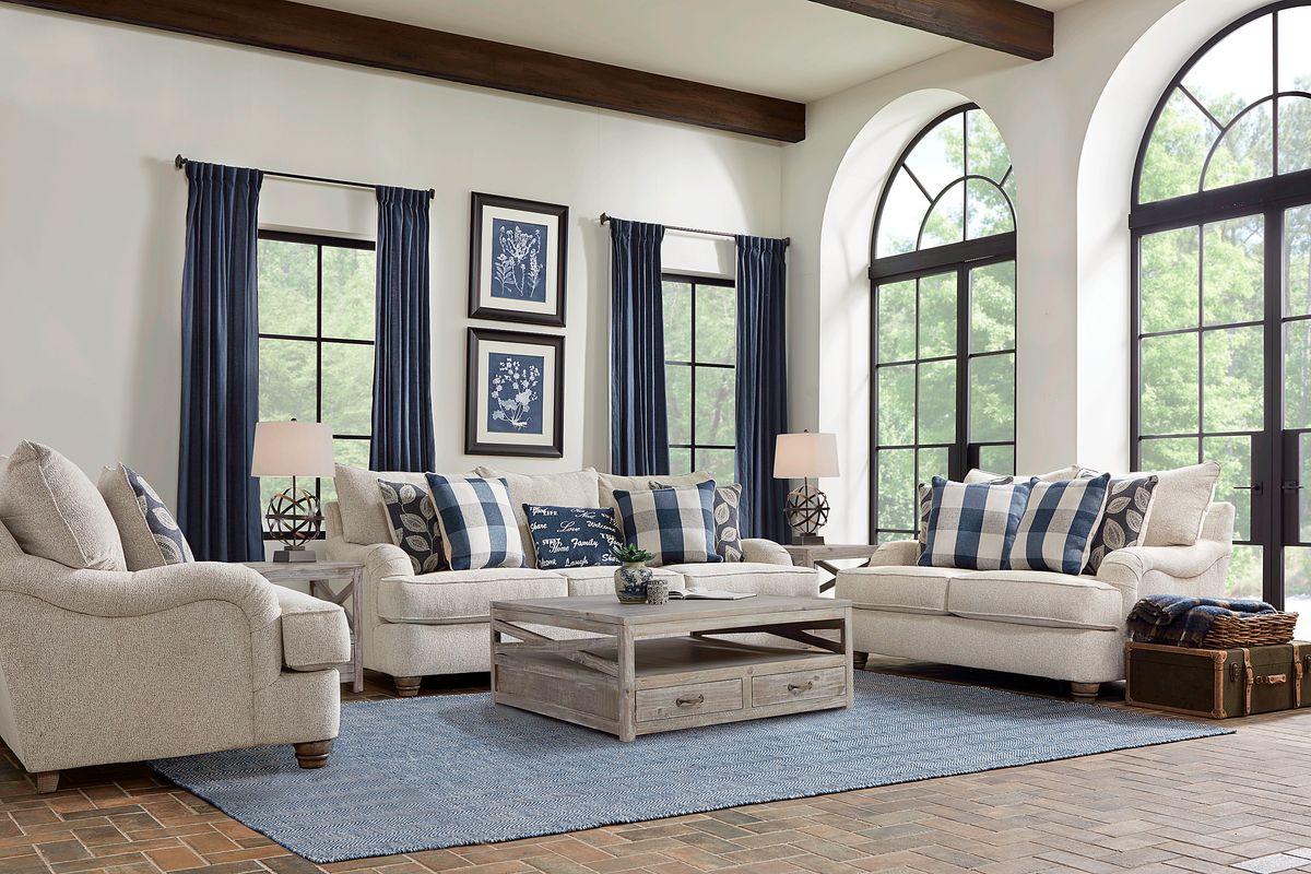 Stonehill 5 Pc Beige Olefin,Polyester Fabric Living Room Set With Sofa