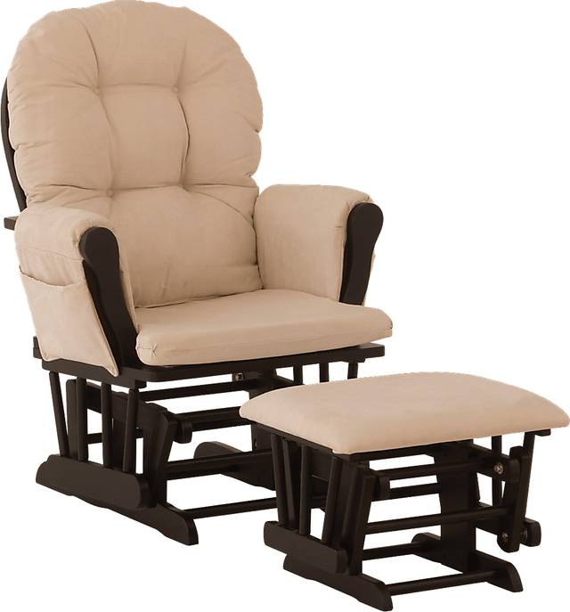 Kids Stork Craft Hoop Glider/Ottoman - Black/Beige - Thumbnail - Image 1