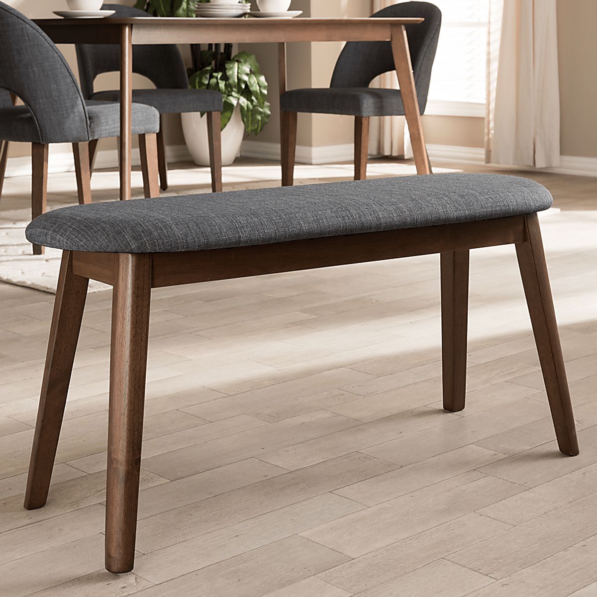 Stormbank Dark Gray Polyester Fabric Bench | Rooms to Go
