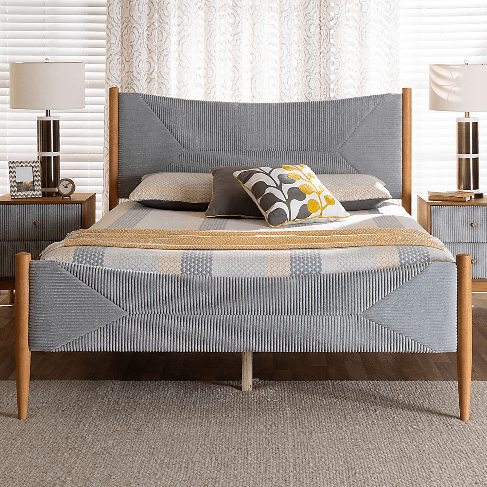Stormsun Gray and Brown Queen Bed - Image 2