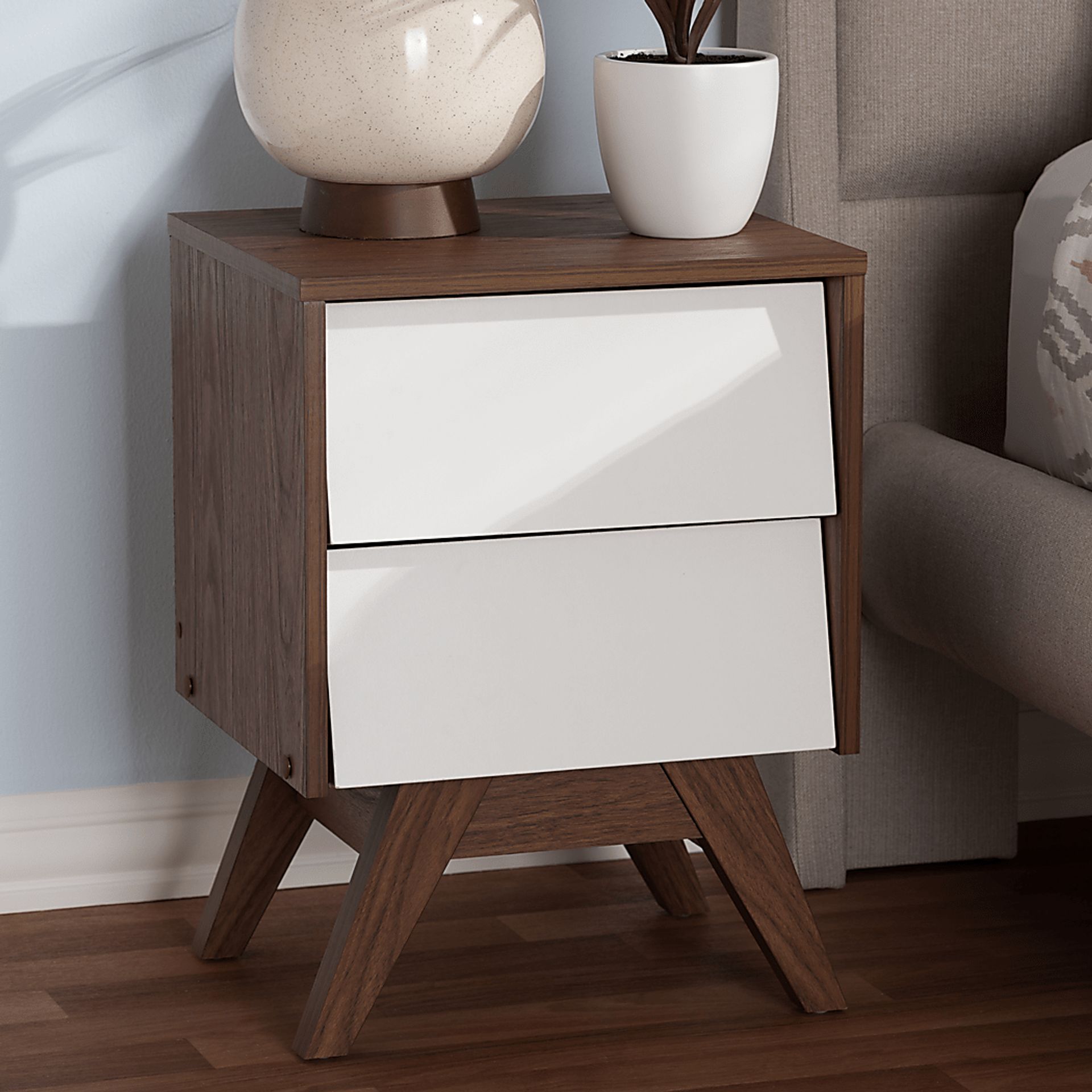 Stormtime White and Brown Nightstand - Image 2