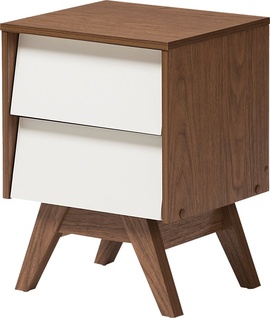 Stormtime White and Brown Nightstand