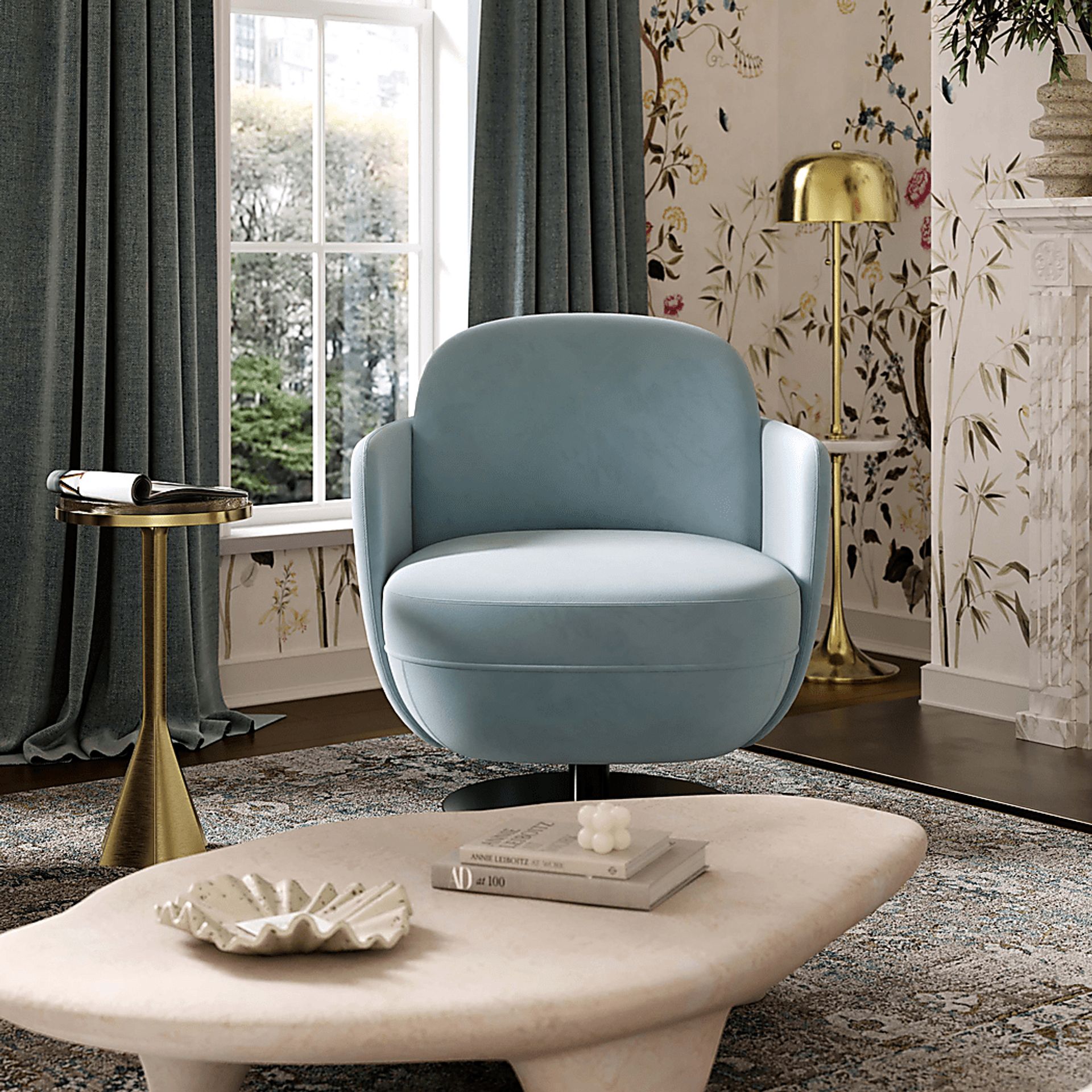 Stormwoody I Blue Swivel Accent Chair - Image 2