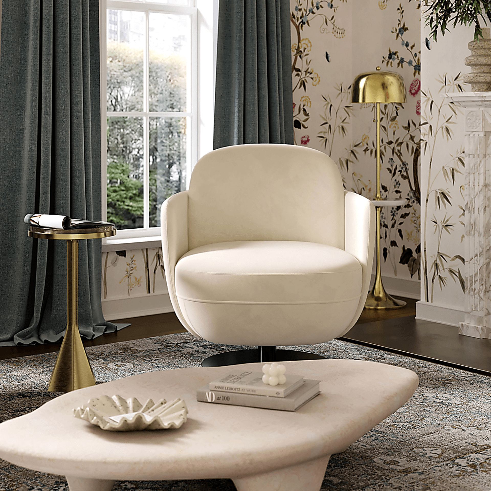 Stormwoody I Cream Swivel Accent Chair - Image 2