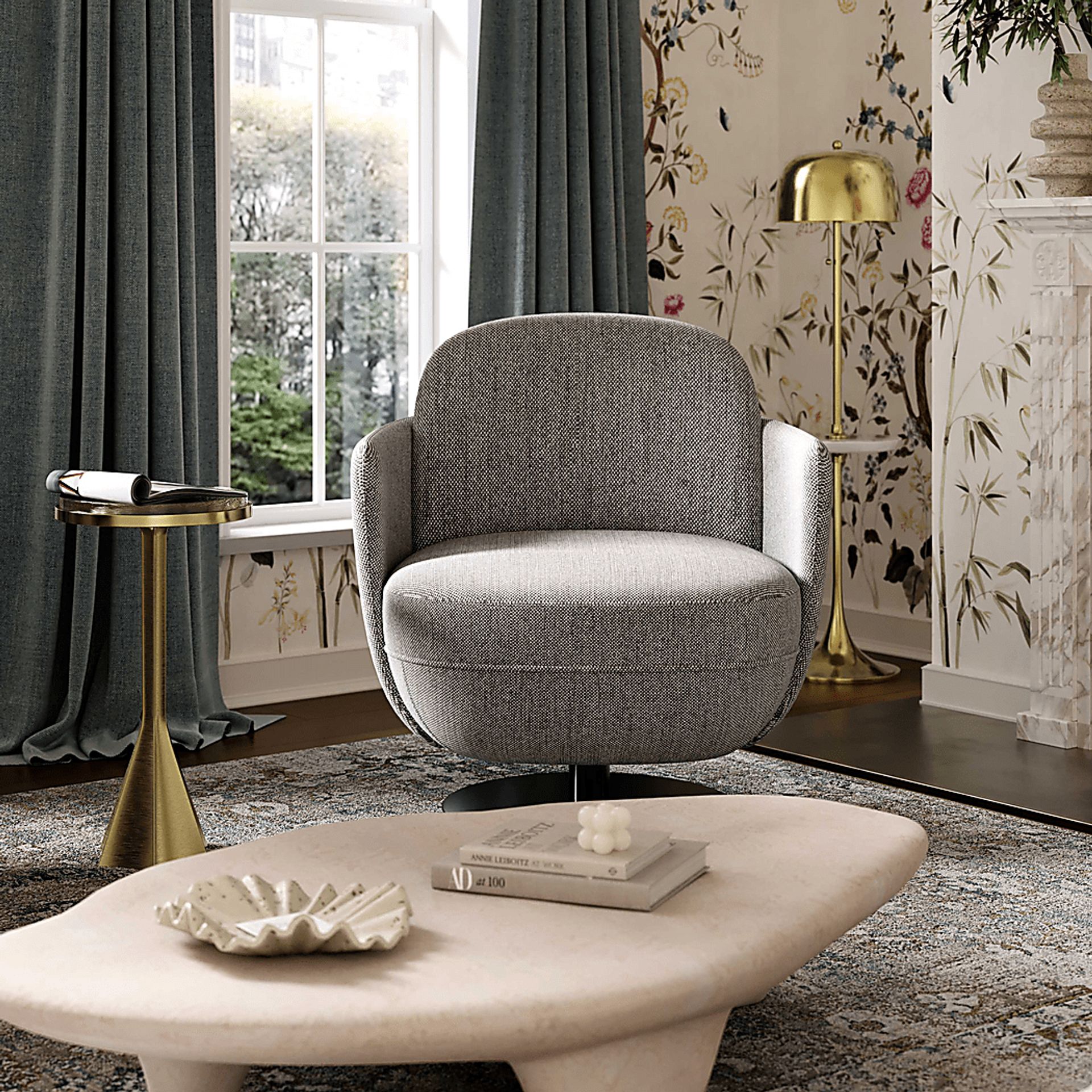 Stormwoody II Gray Swivel Accent Chair - Image 2