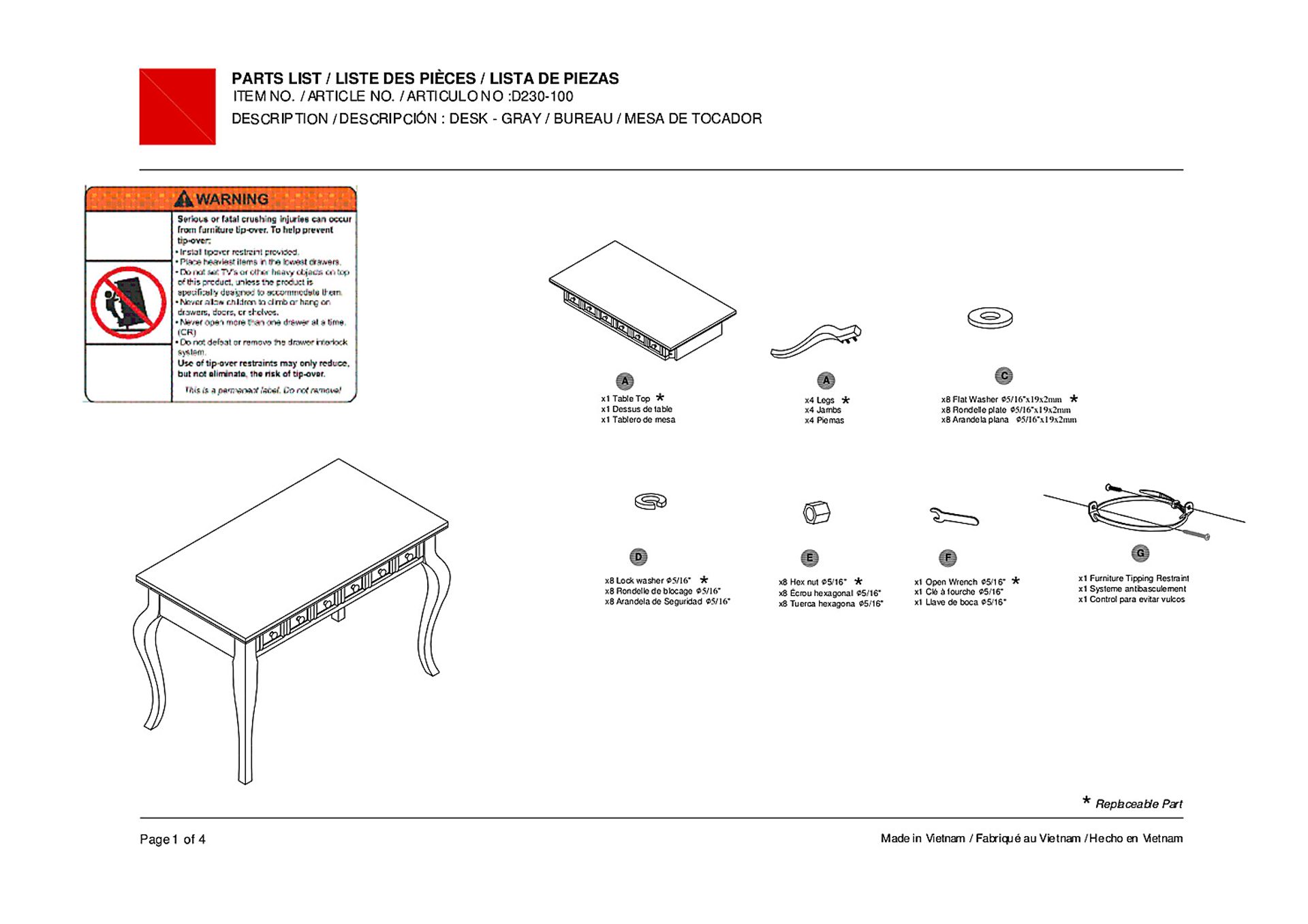 Streamside Gray Desk - Image 10