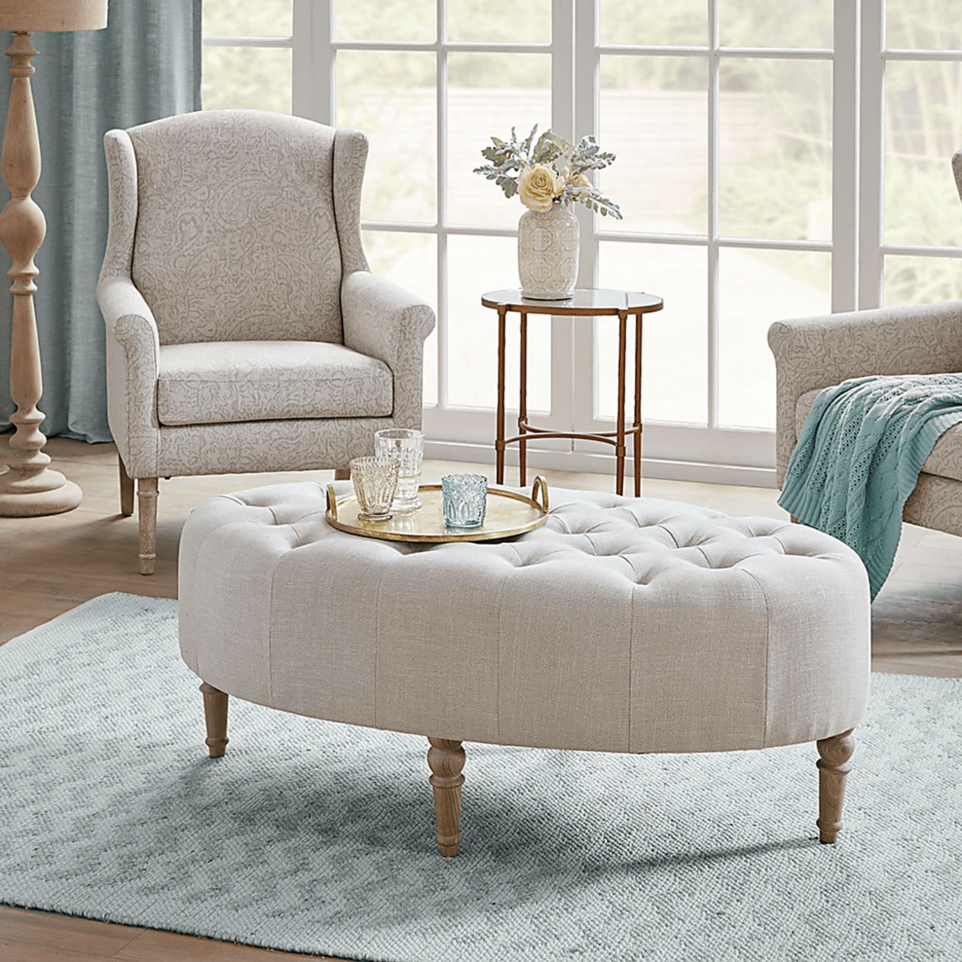 Studewood Linen Ottoman - Image 5