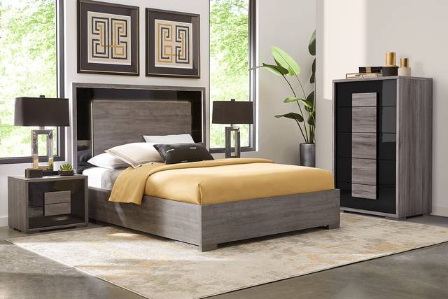 Studio Place Dark Gray 3 Pc King Panel Bed - Thumbnail - Image 2