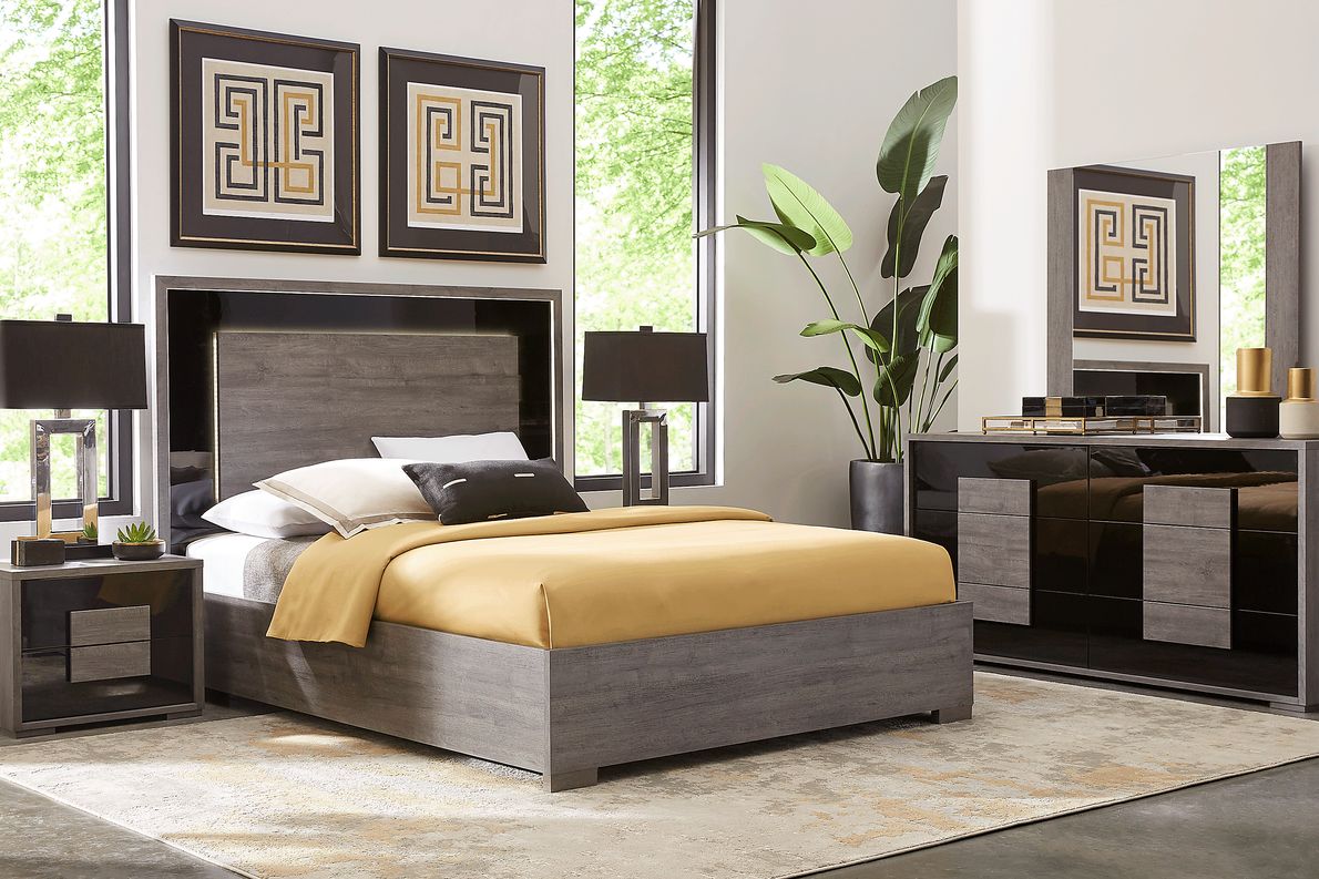 Park Slope 7 Pc Gray Queen Bedroom Set With Dresser, Mirror, Nightstand, 3  Pc Queen Panel Bed - Rooms To Go