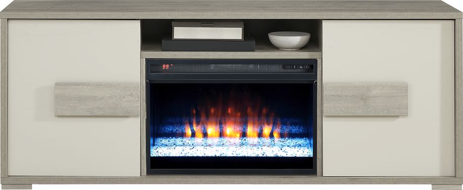 Studio Place Silver 70 in. Console with Electric Fireplace