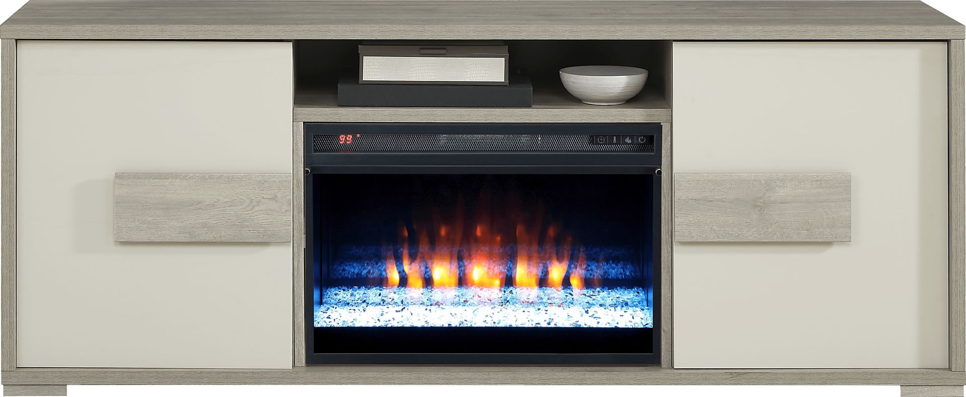 Studio Place Silver 70 in. Console with Electric Fireplace - Image 1