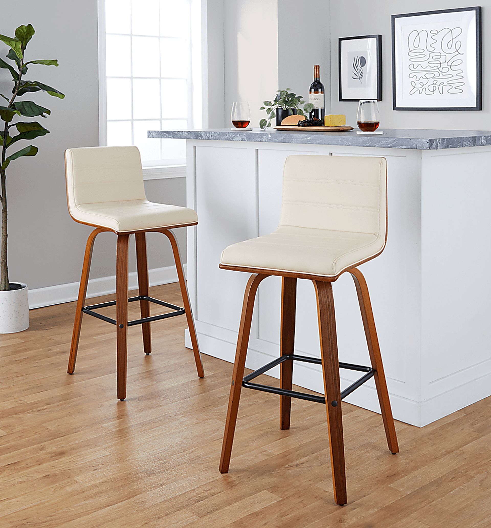 Sturfield II Cream Swivel Barstool, Set of 2 - Image 2