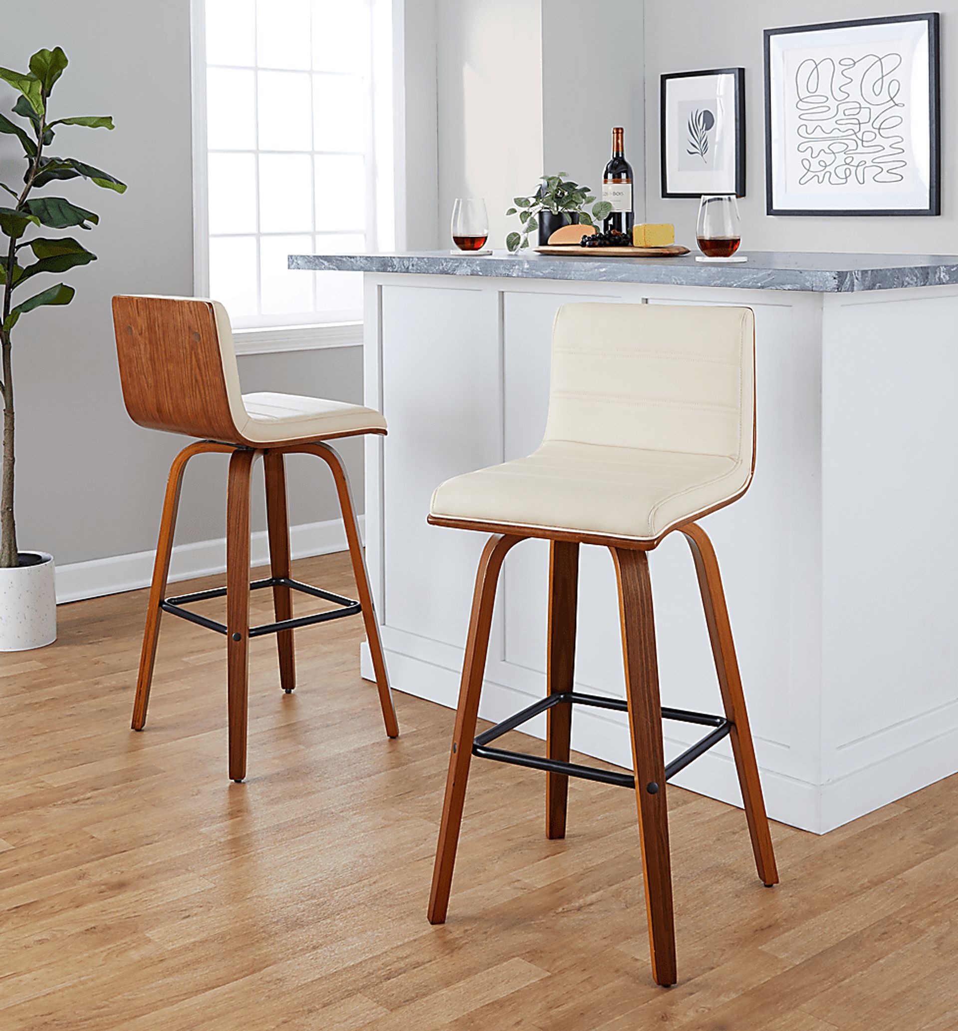Sturfield II Cream Swivel Barstool, Set of 2 - Image 8