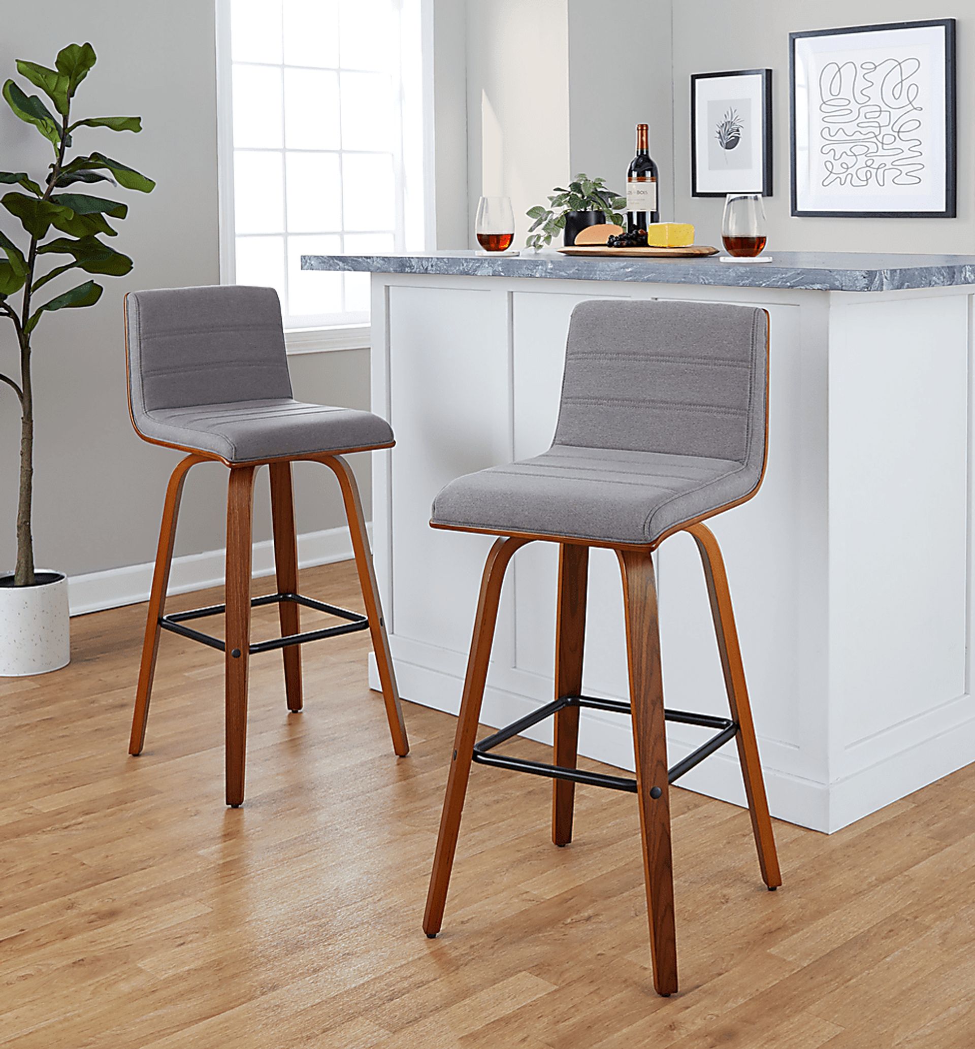 Sturfield III Gray Swivel Barstool, Set of 2 - Image 2
