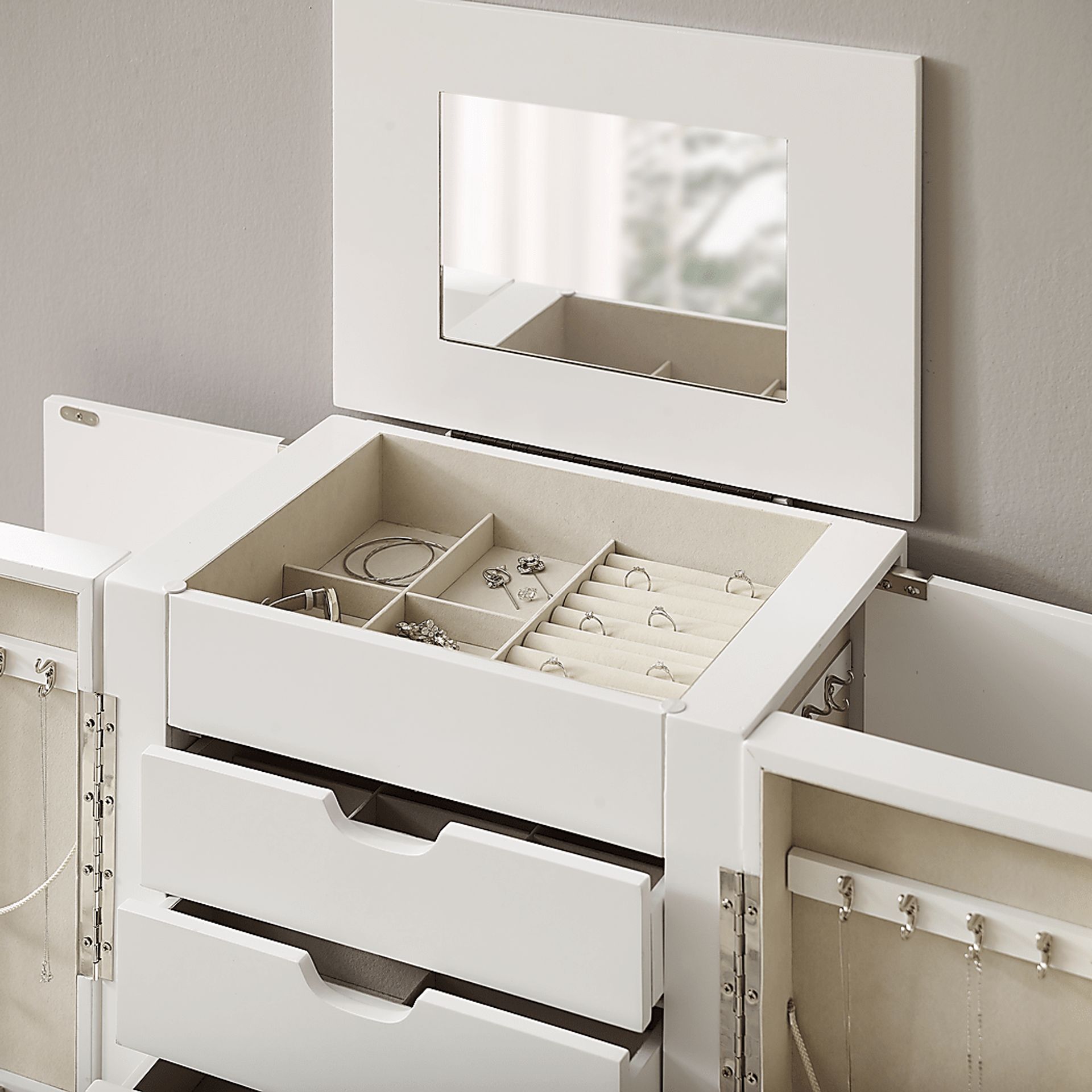 Suari White Jewelry Armoire - Image 12