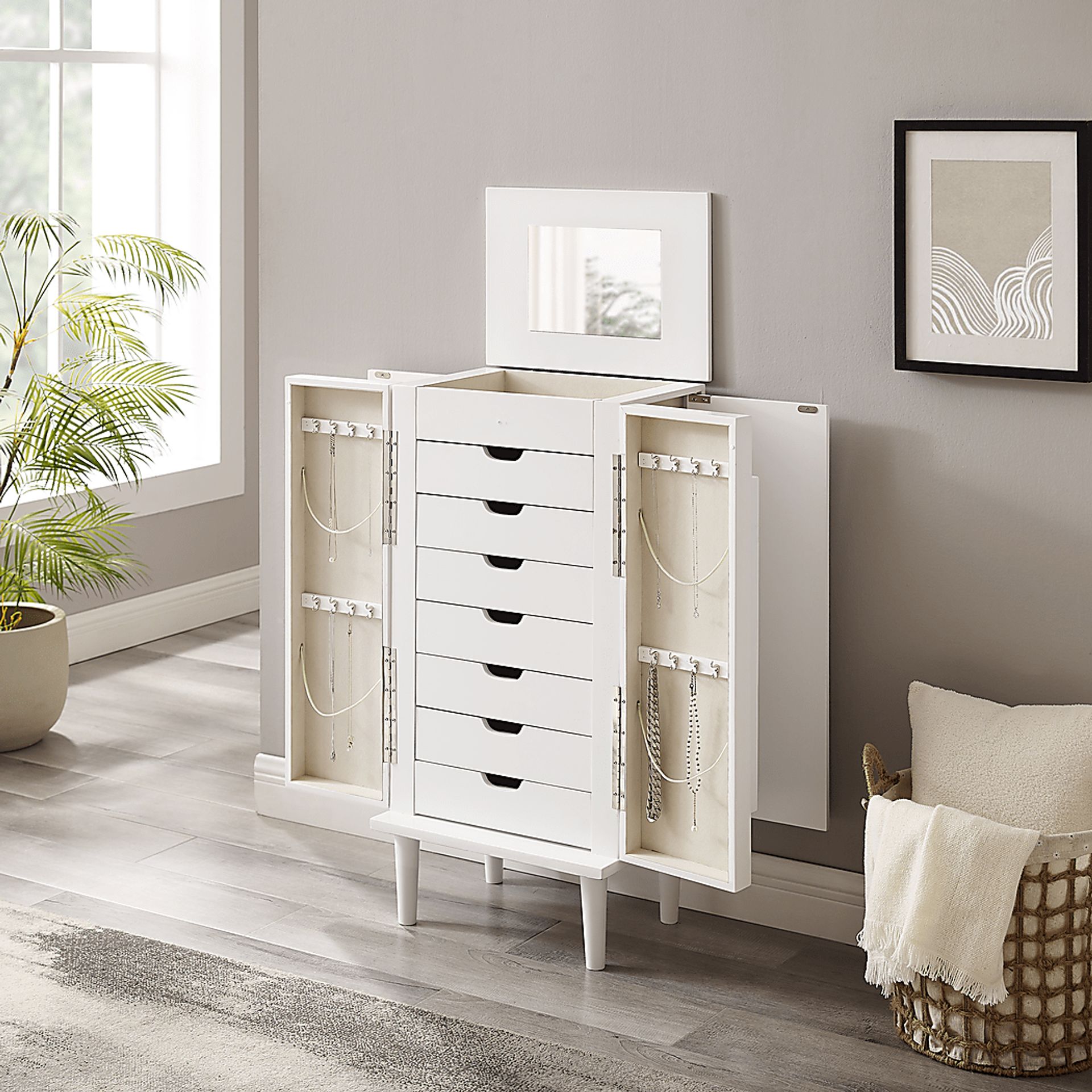 Suari White Jewelry Armoire - Image 2