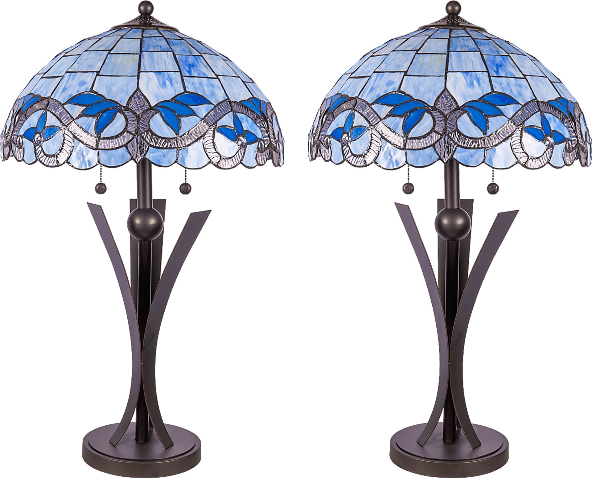 Suffok Edge 2 Pc Blue Tiffany Lamp Set - Image 1
