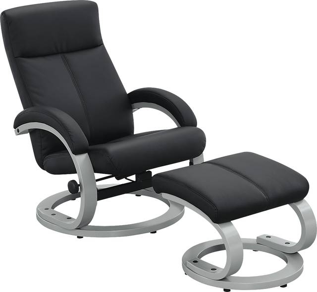Sulloway Black Recliner and Ottoman - Thumbnail - Image 1