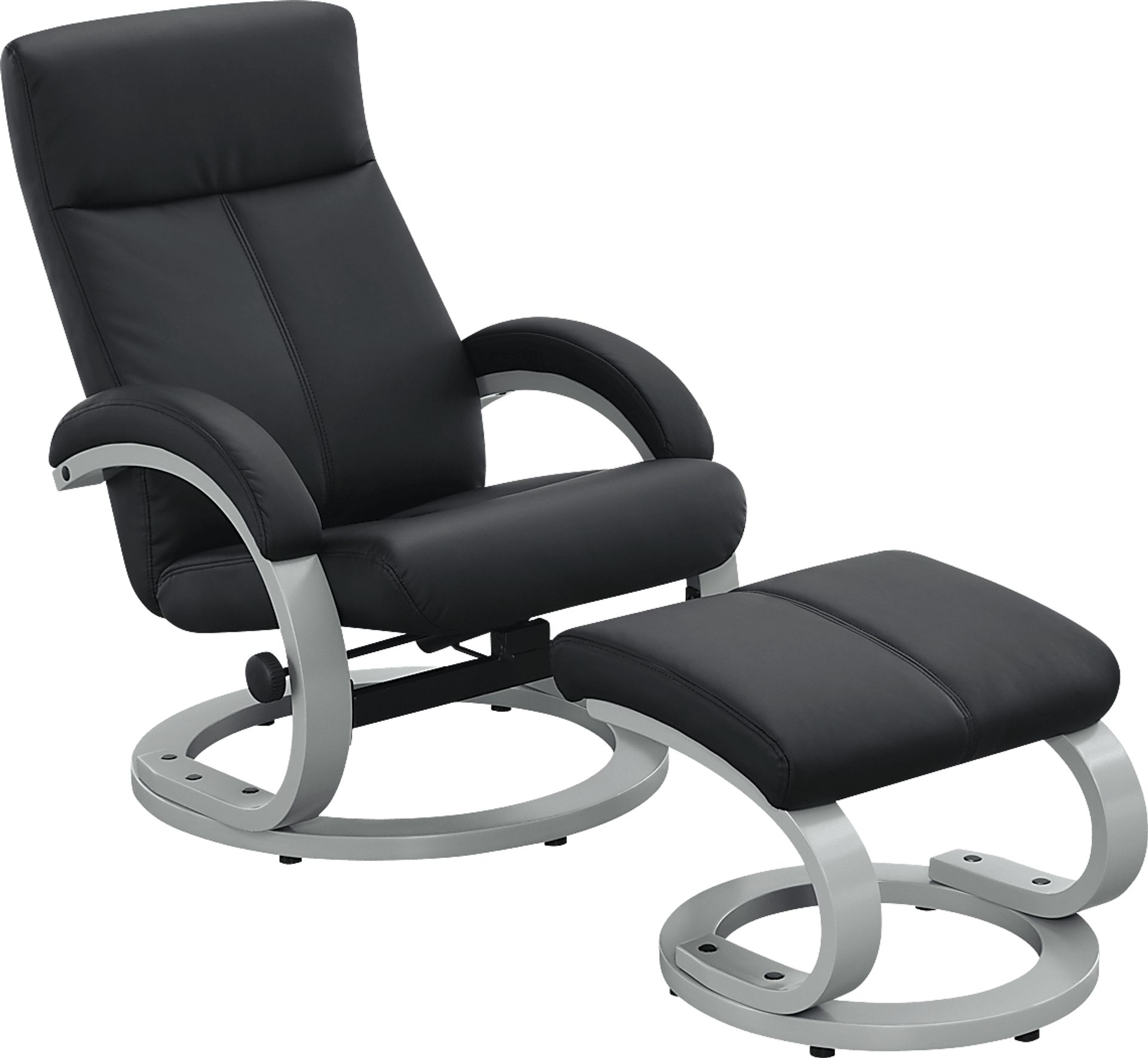 Sulloway Black Recliner and Ottoman - Image 1