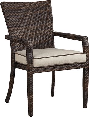 Summerset Way Brown Outdoor Arm Chair with Sandstone Cushion