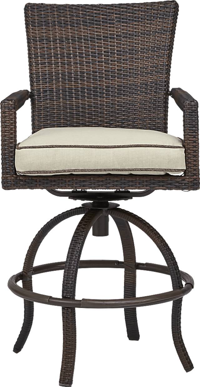 Summerset Way Brown Outdoor Balcony Stool with Sandstone Cushions - Thumbnail - Image 3