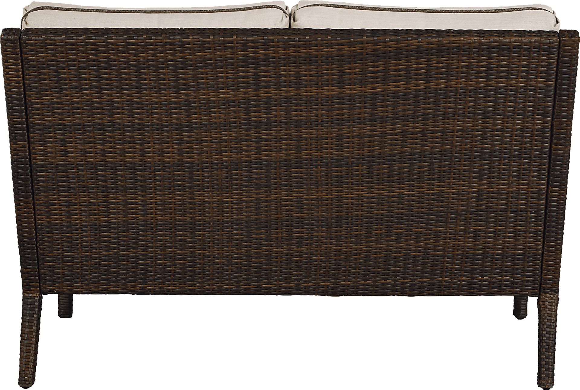 Summerset Way Brown Outdoor Loveseat with Sandstone Cushions - Image 3