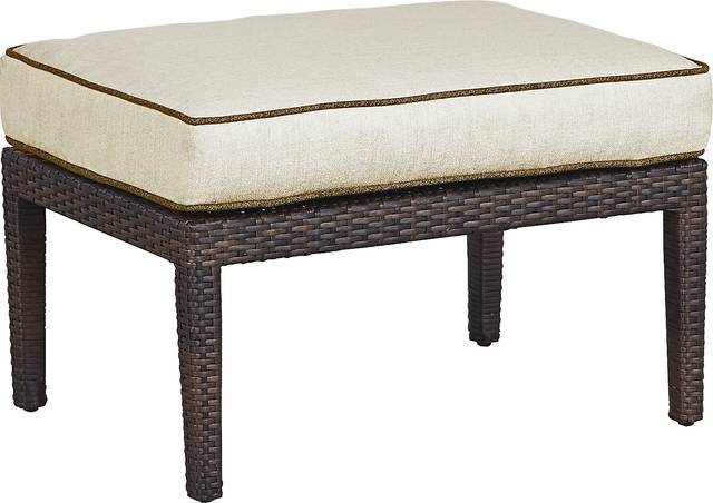 Summerset Way Brown Outdoor Ottoman with Sandstone Cushion - Thumbnail - Image 1