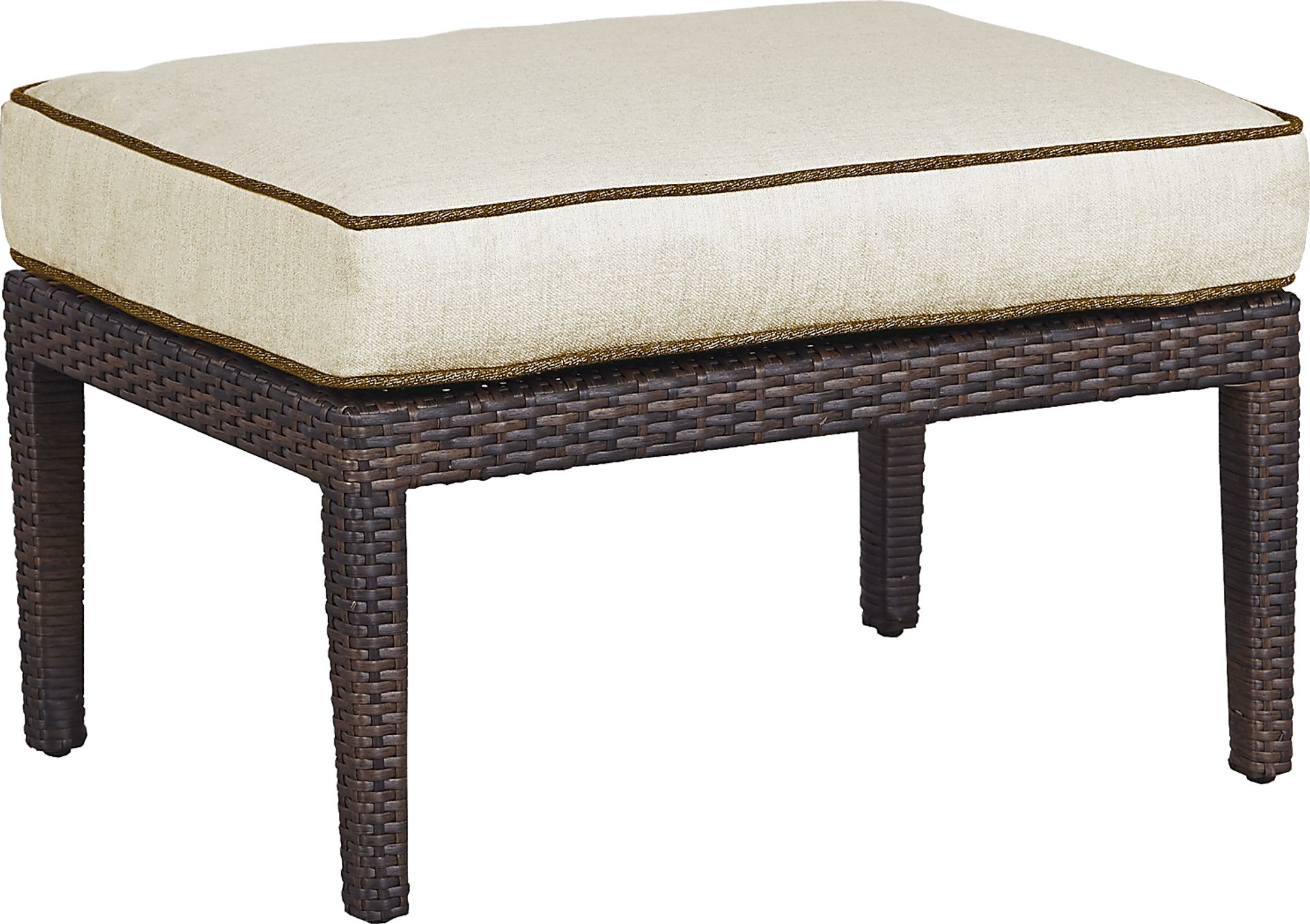 Summerset Way Brown Outdoor Ottoman with Sandstone Cushion - Image 1