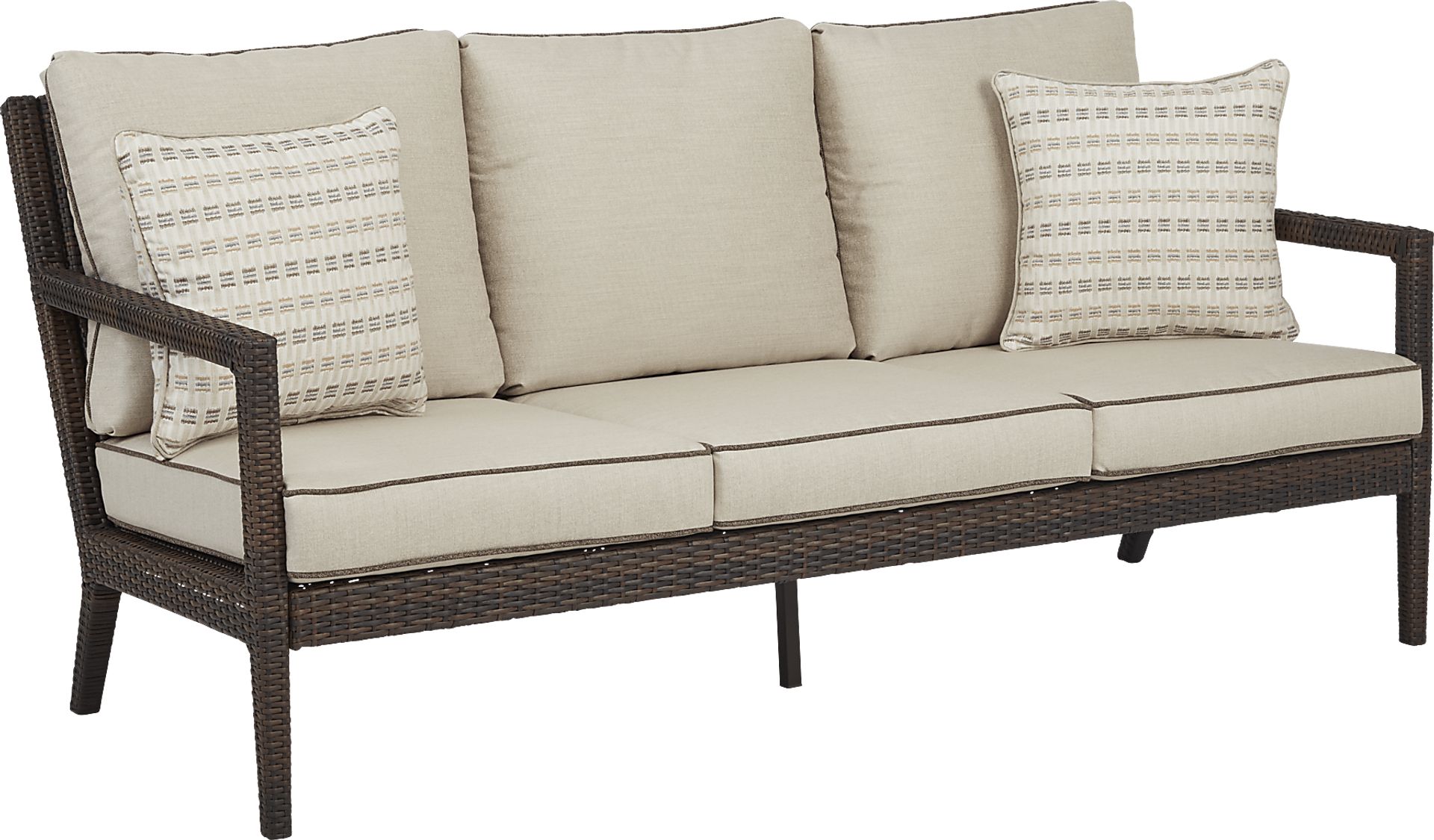 Summerset Way Brown 4 Pc Outdoor Seating Set with Sandstone Cushions - Image 2