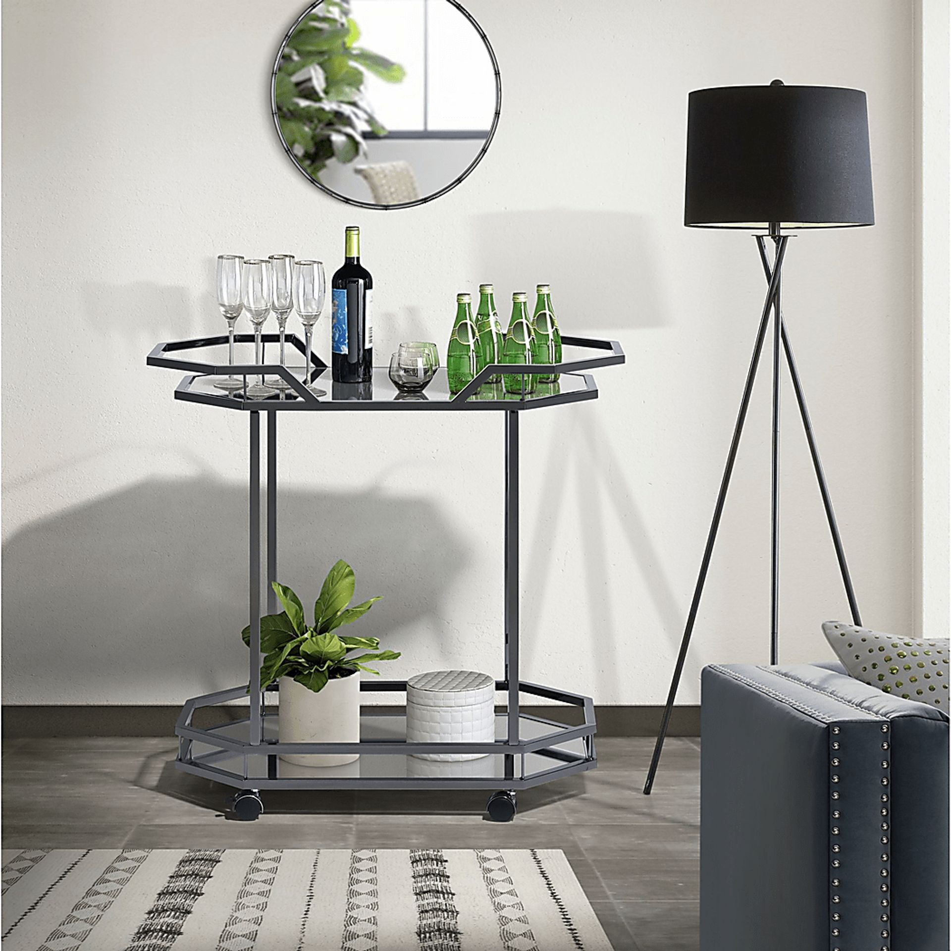 Sumrall Nickel Bar Cart - Image 6