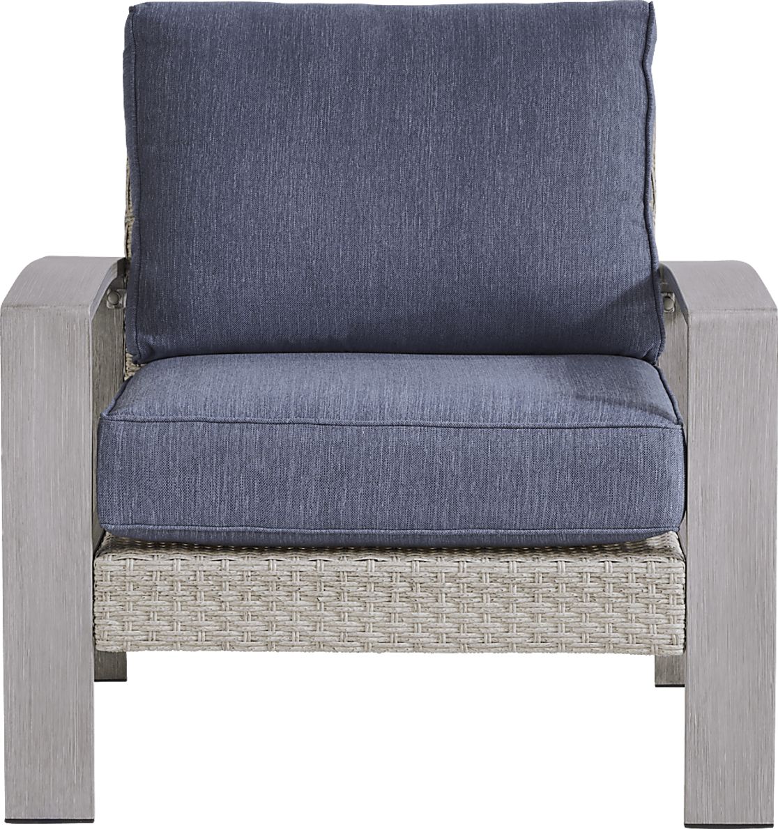 Sun Valley Light Gray Outdoor Chair with Blue Cushions Rooms To Go