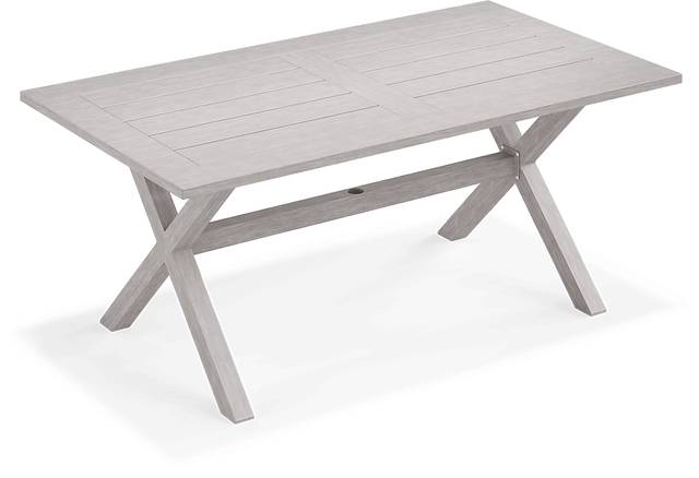 Sun Valley Light Gray 7 Pc Rectangle Outdoor Dining Set with Blue Cushions - Thumbnail - Image 4