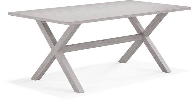 Sun Valley Light Gray 7 Pc Rectangle Outdoor Dining Set with Blue Cushions - Thumbnail - Image 2