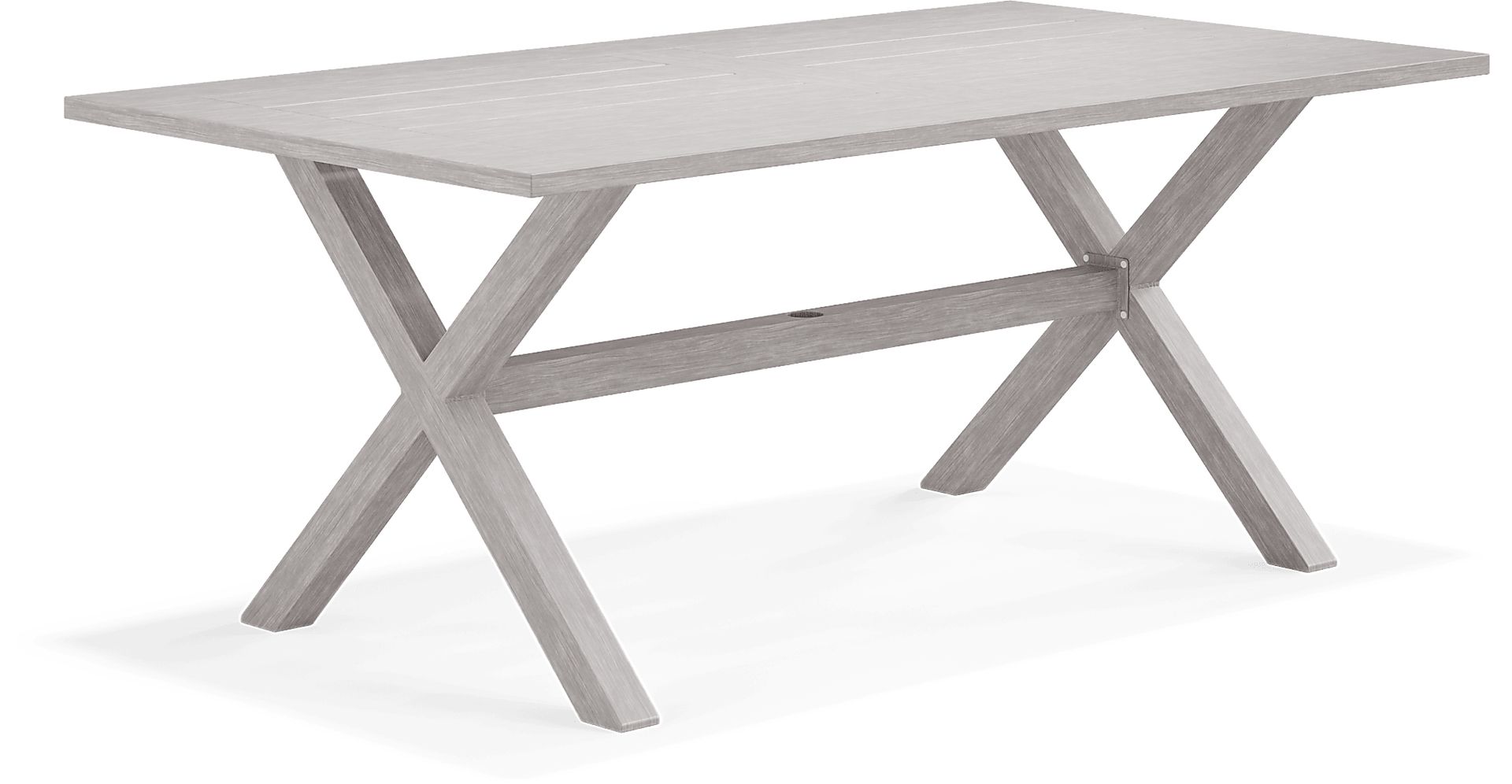 Sun Valley Light Gray 7 Pc Rectangle Outdoor Dining Set with Blue Cushions - Image 2