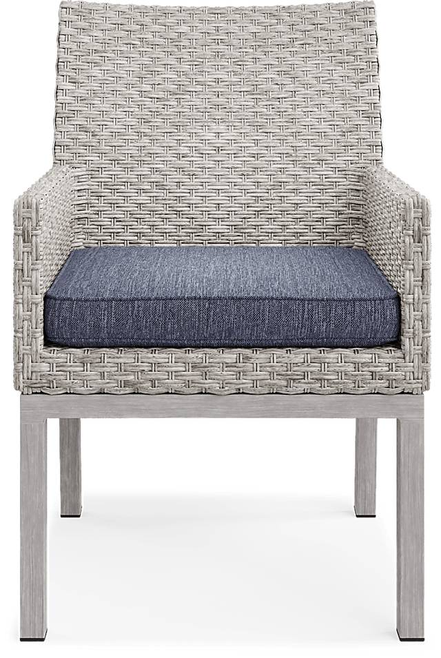 Sun Valley Light Gray 7 Pc Rectangle Outdoor Dining Set with Blue Cushions - Thumbnail - Image 8