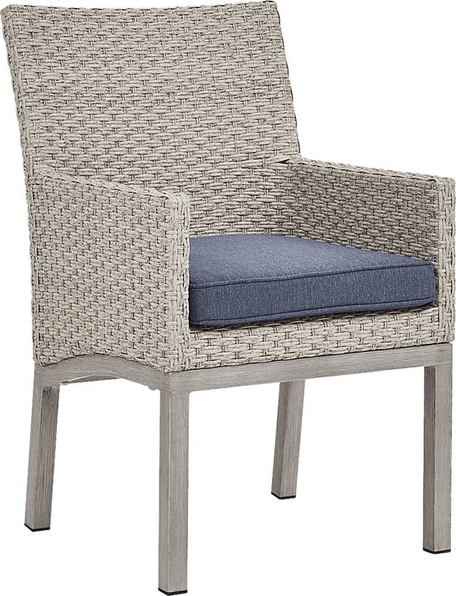 Sun Valley Light Gray 7 Pc Rectangle Outdoor Dining Set with Blue Cushions - Thumbnail - Image 7