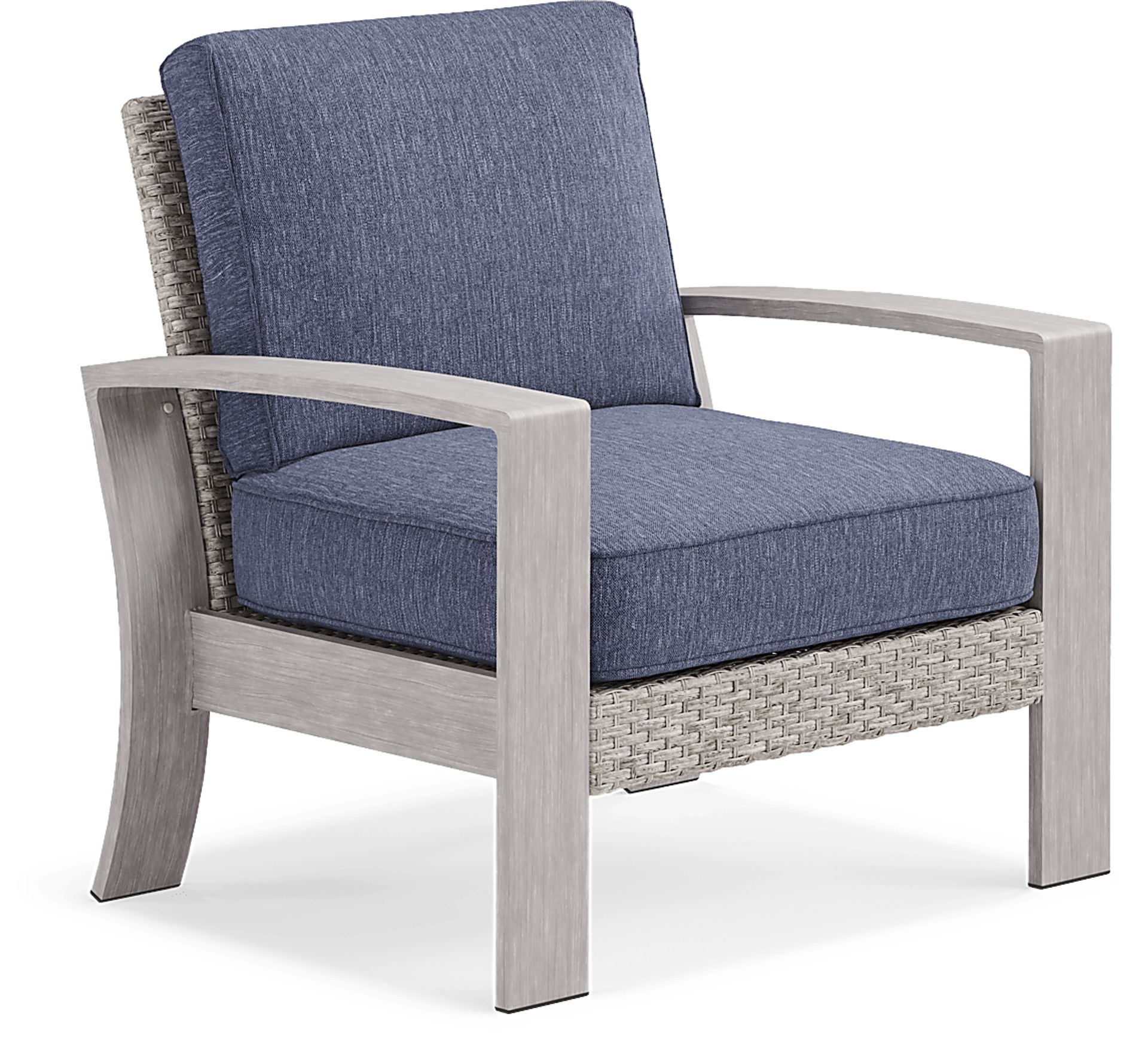 Sun Valley Light Gray 4 Pc Outdoor Seating Set with Blue Cushions - Image 4