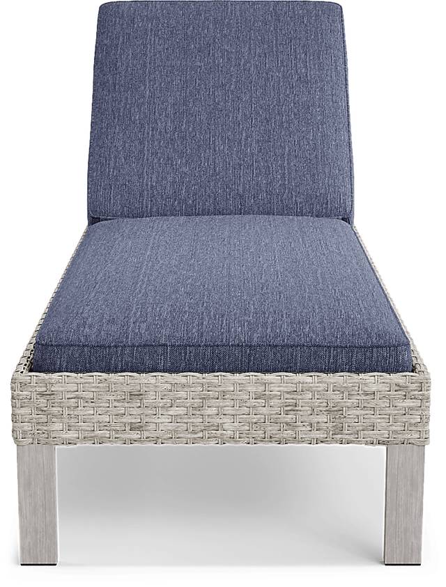 Sun Valley Light Gray Outdoor Chaise With Blue Cushions - Thumbnail - Image 2