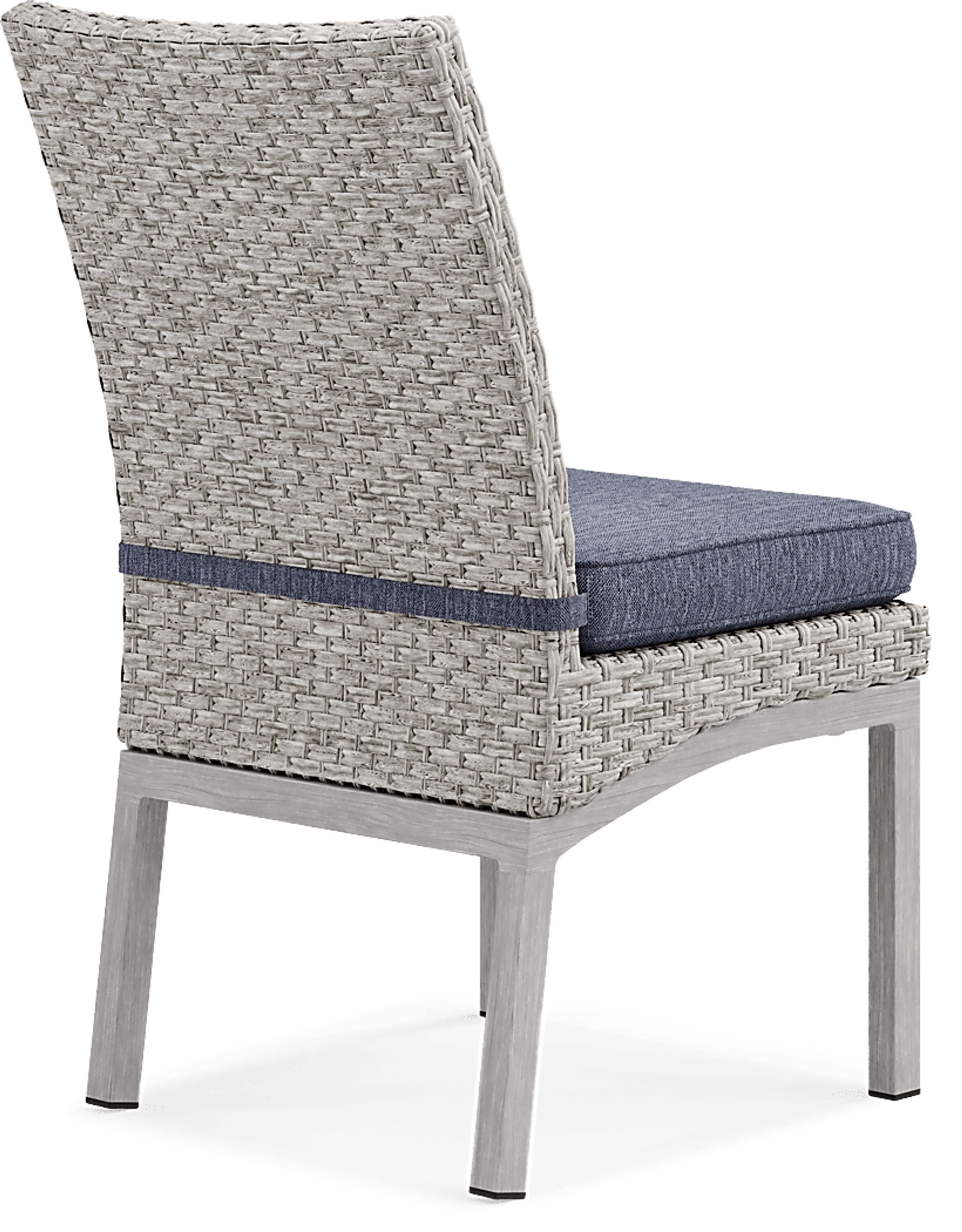 Sun Valley Light Gray 7 Pc Rectangle Outdoor Dining Set with Blue Cushions - Image 14