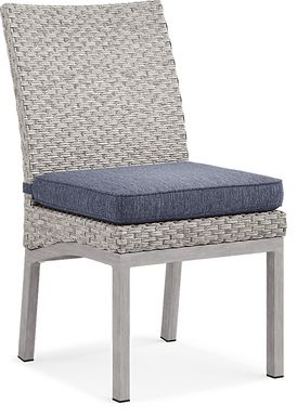 Sun Valley Light Gray Outdoor Side Chair with Blue Cushion