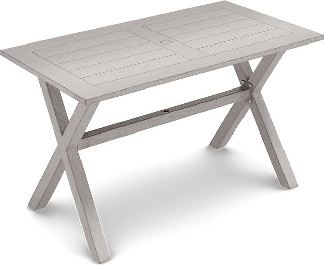 Sun Valley Light Gray 7 Pc Rectangle Outdoor Bar Height Dining Set with Blue Cushions - Thumbnail - Image 4