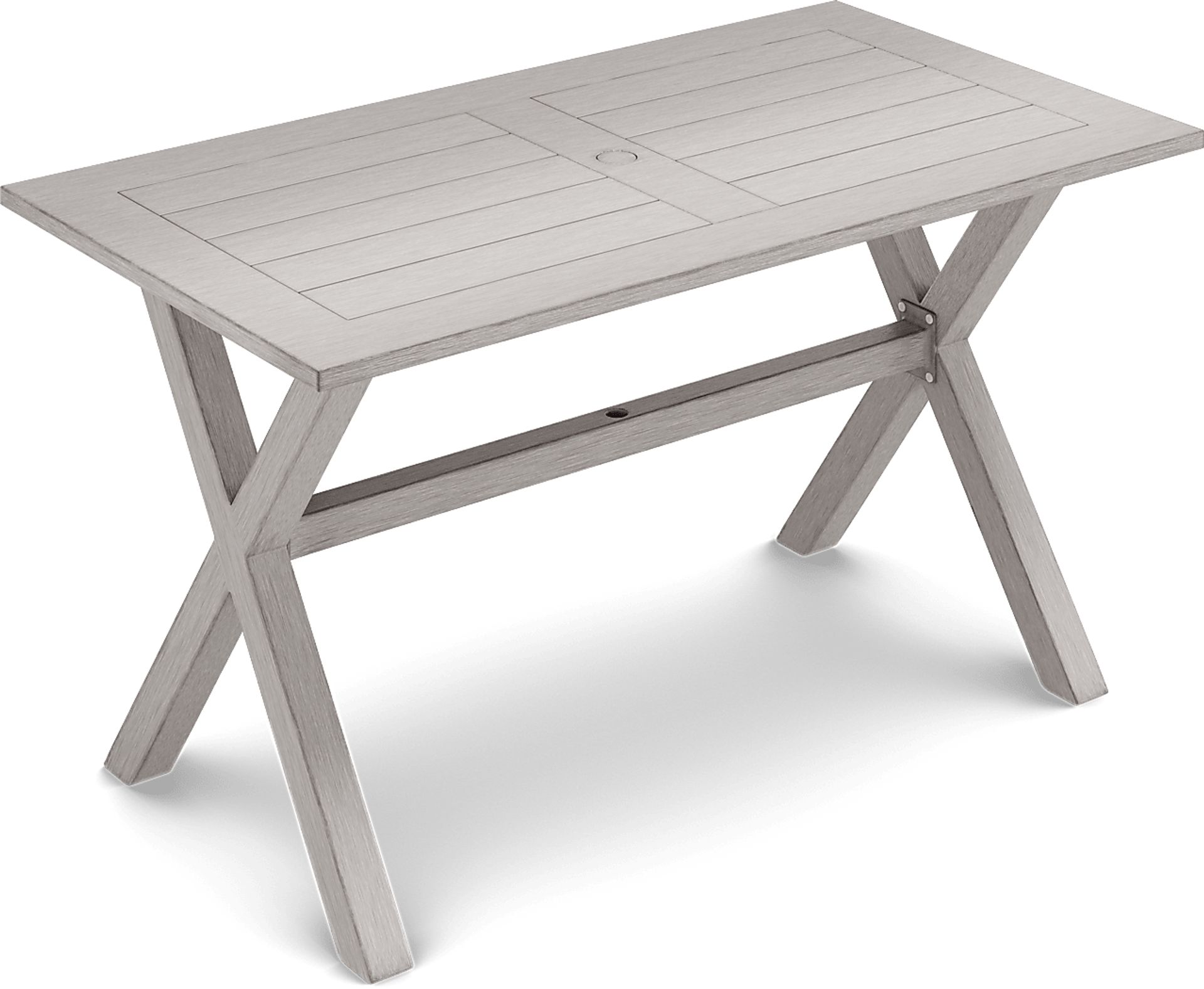 Sun Valley Light Gray Rectangle Outdoor Bar Table with Umbrella Hole - Image 4