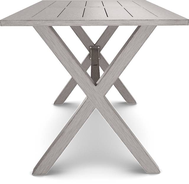Sun Valley Light Gray 7 Pc Rectangle Outdoor Bar Height Dining Set with Blue Cushions - Thumbnail - Image 5