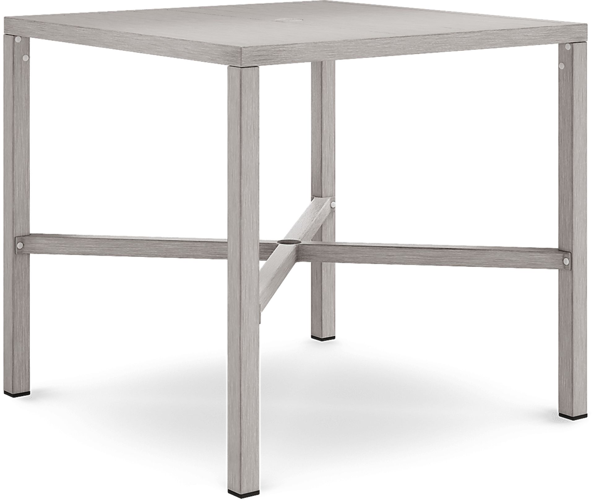 Sun Valley Light Gray Square Outdoor Bar Table with Umbrella Hole - Image 1