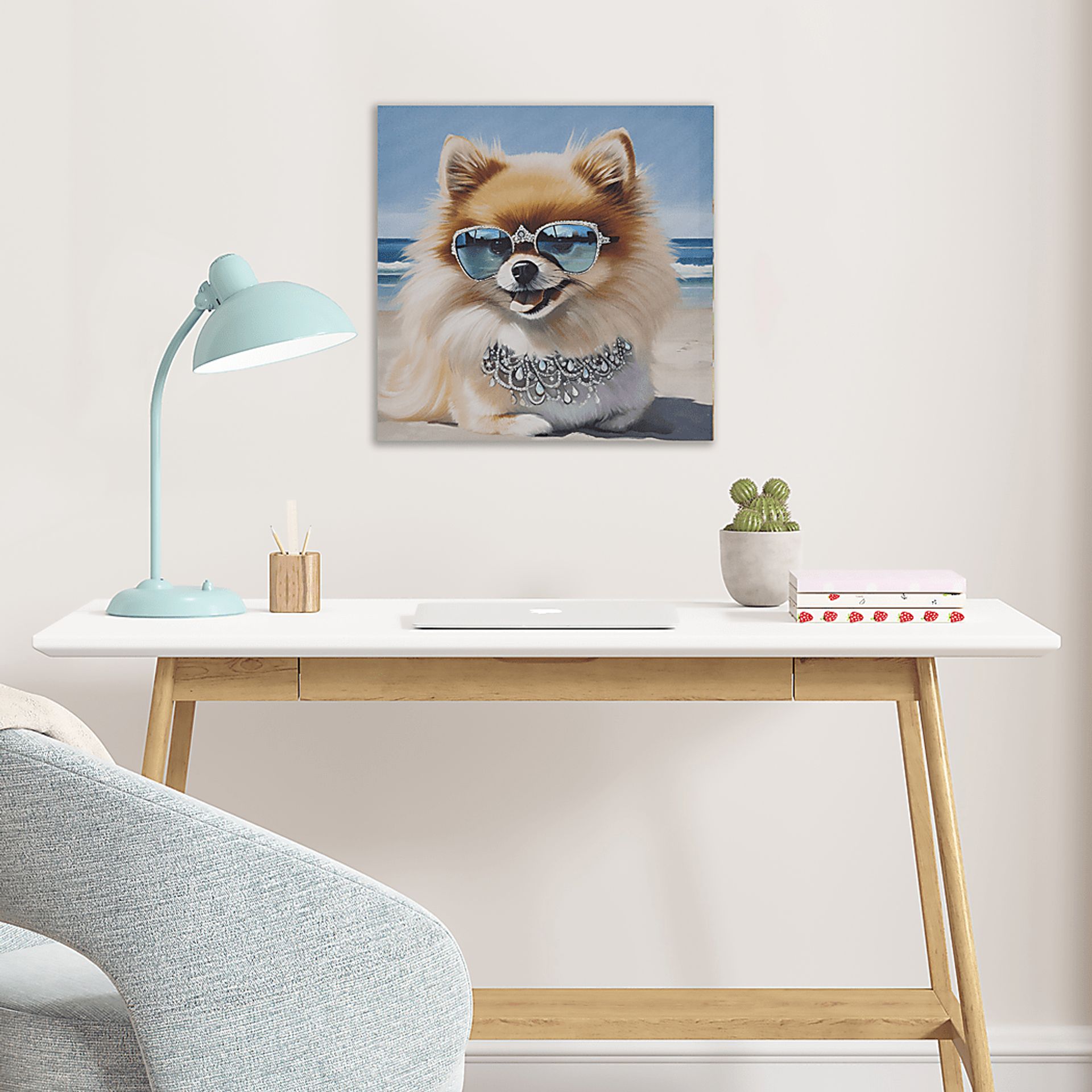 Sunbathing Pomeranian Blue Wall Decor - Image 2