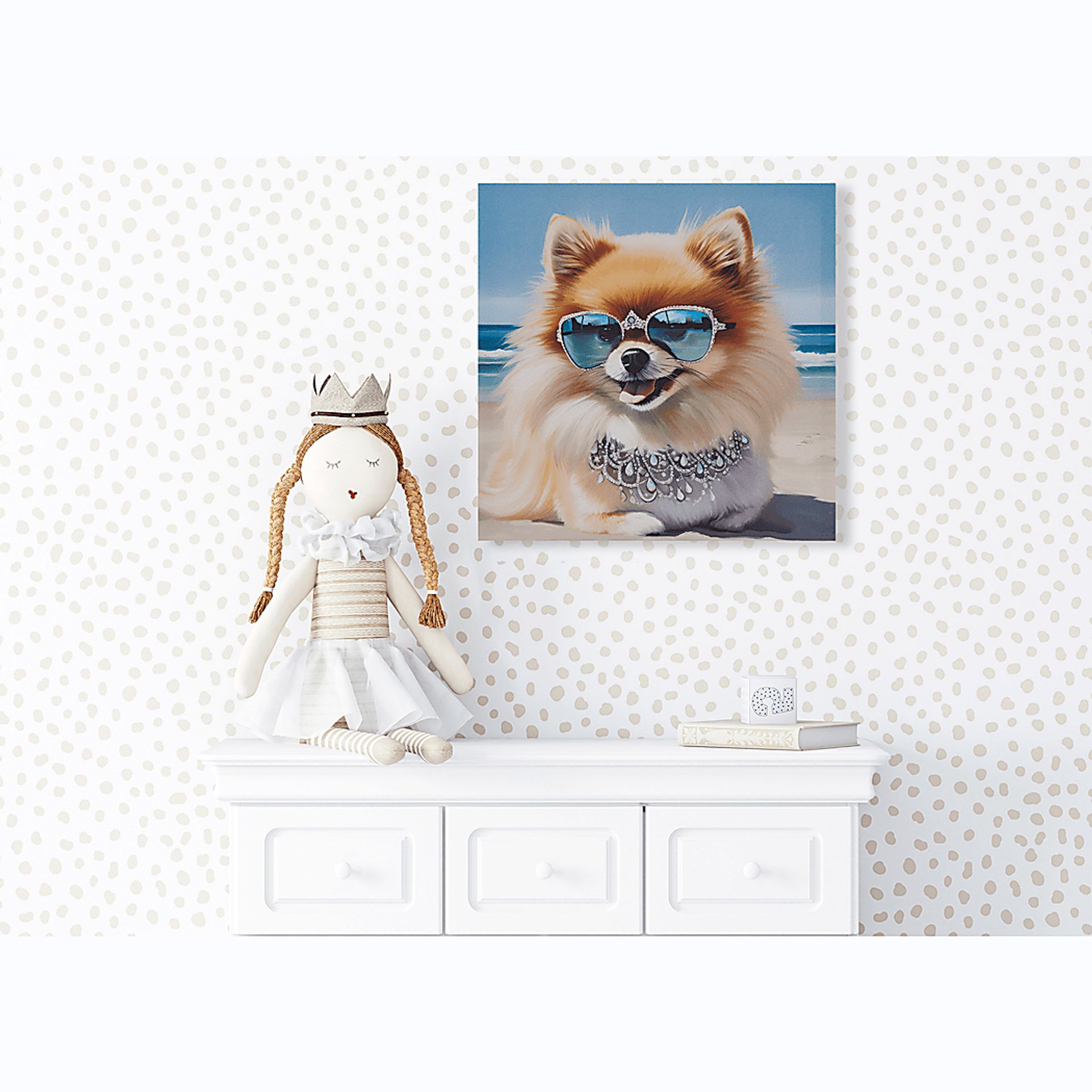 Sunbathing Pomeranian Blue Wall Decor - Image 3