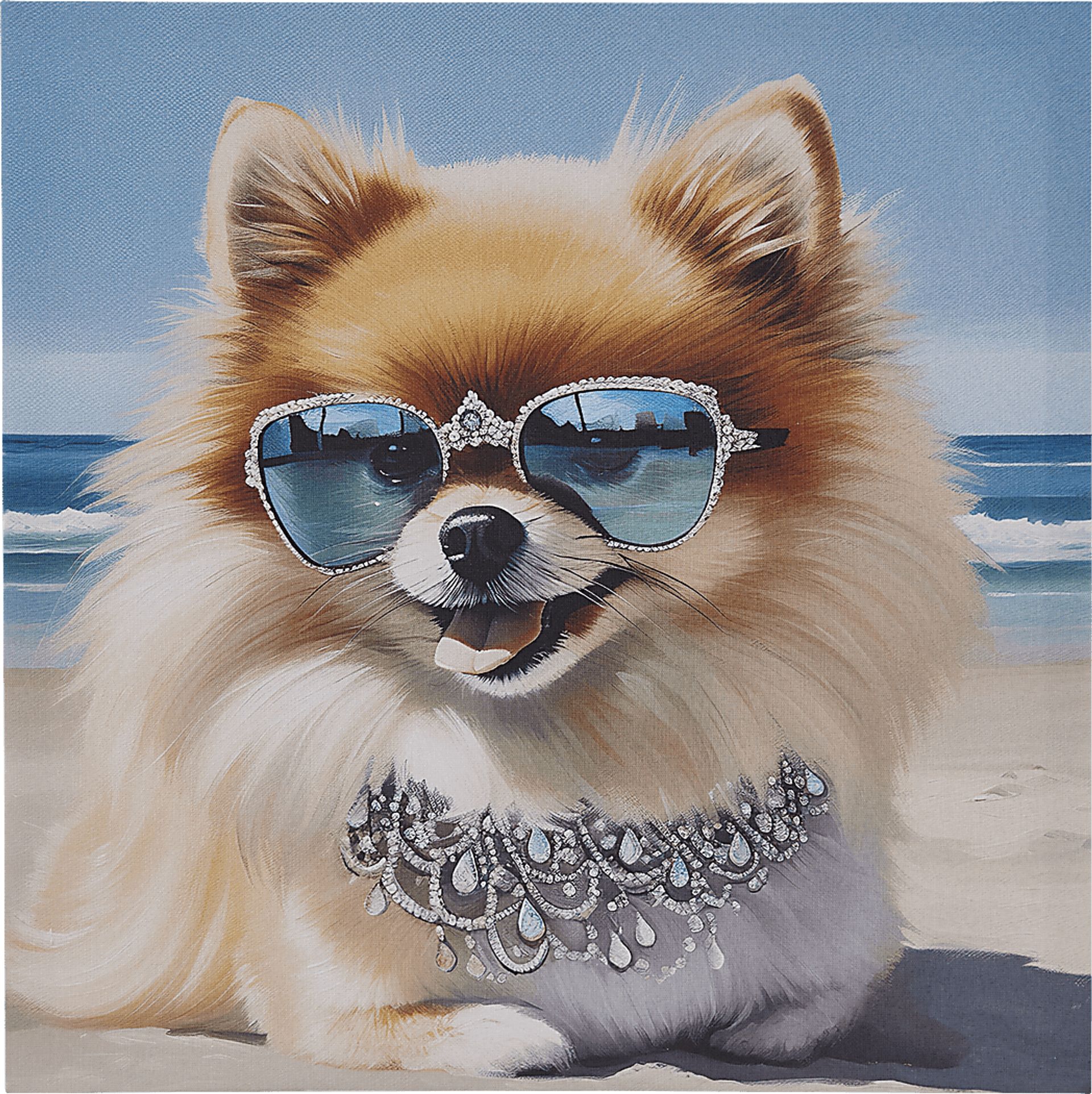 Sunbathing Pomeranian Blue Wall Decor - Image 1