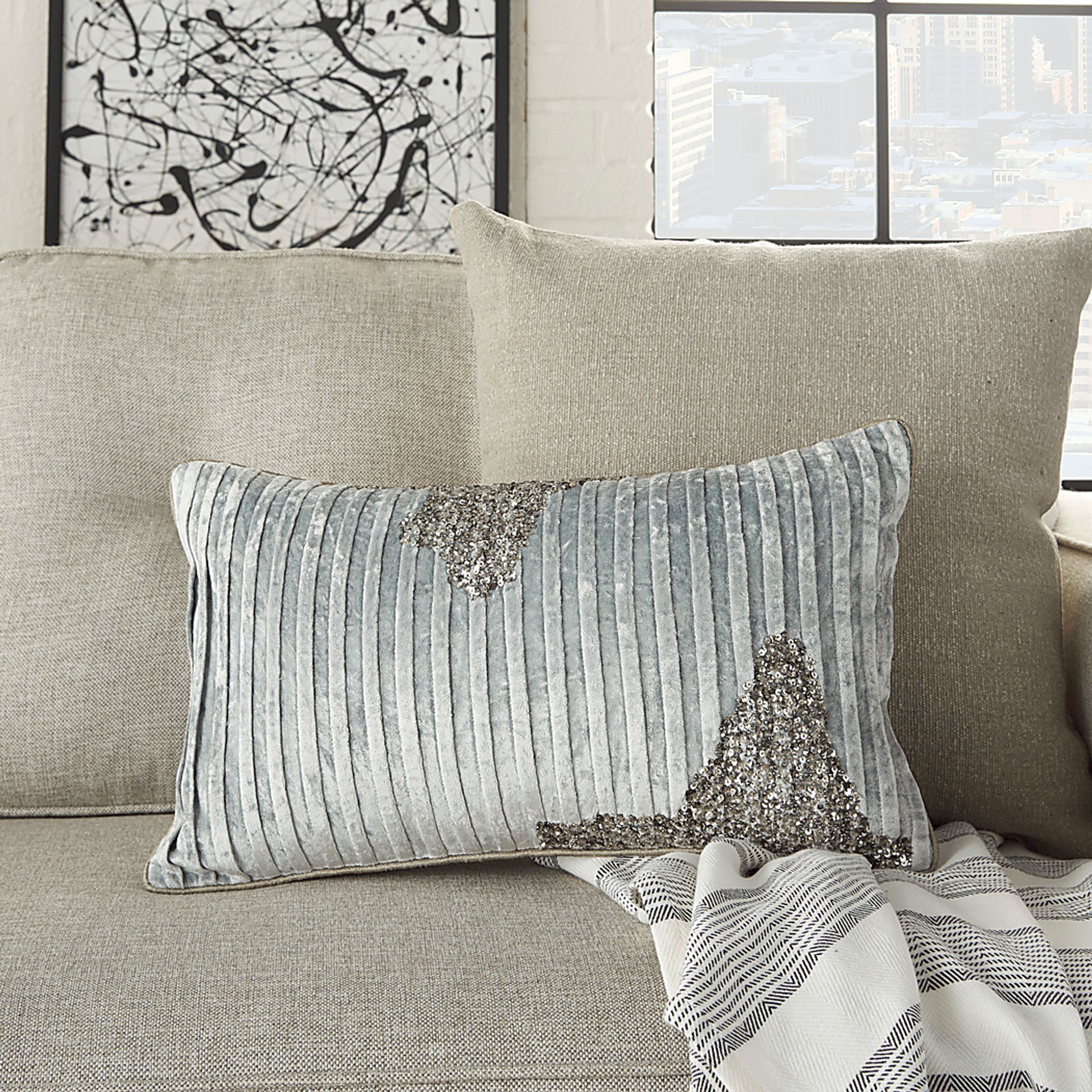 Sunbeam Gray Lumbar Pillow - Image 3