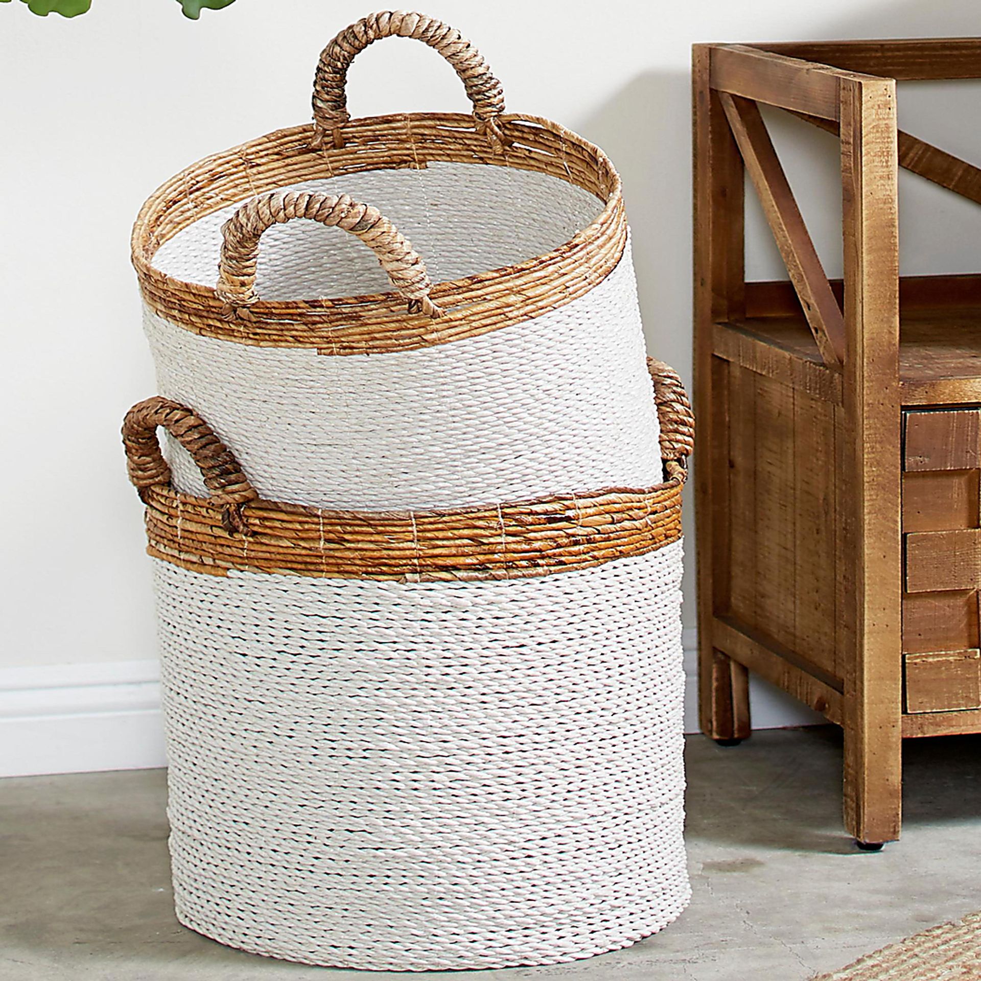 Sunji White Basket, Set of 3 - Image 2