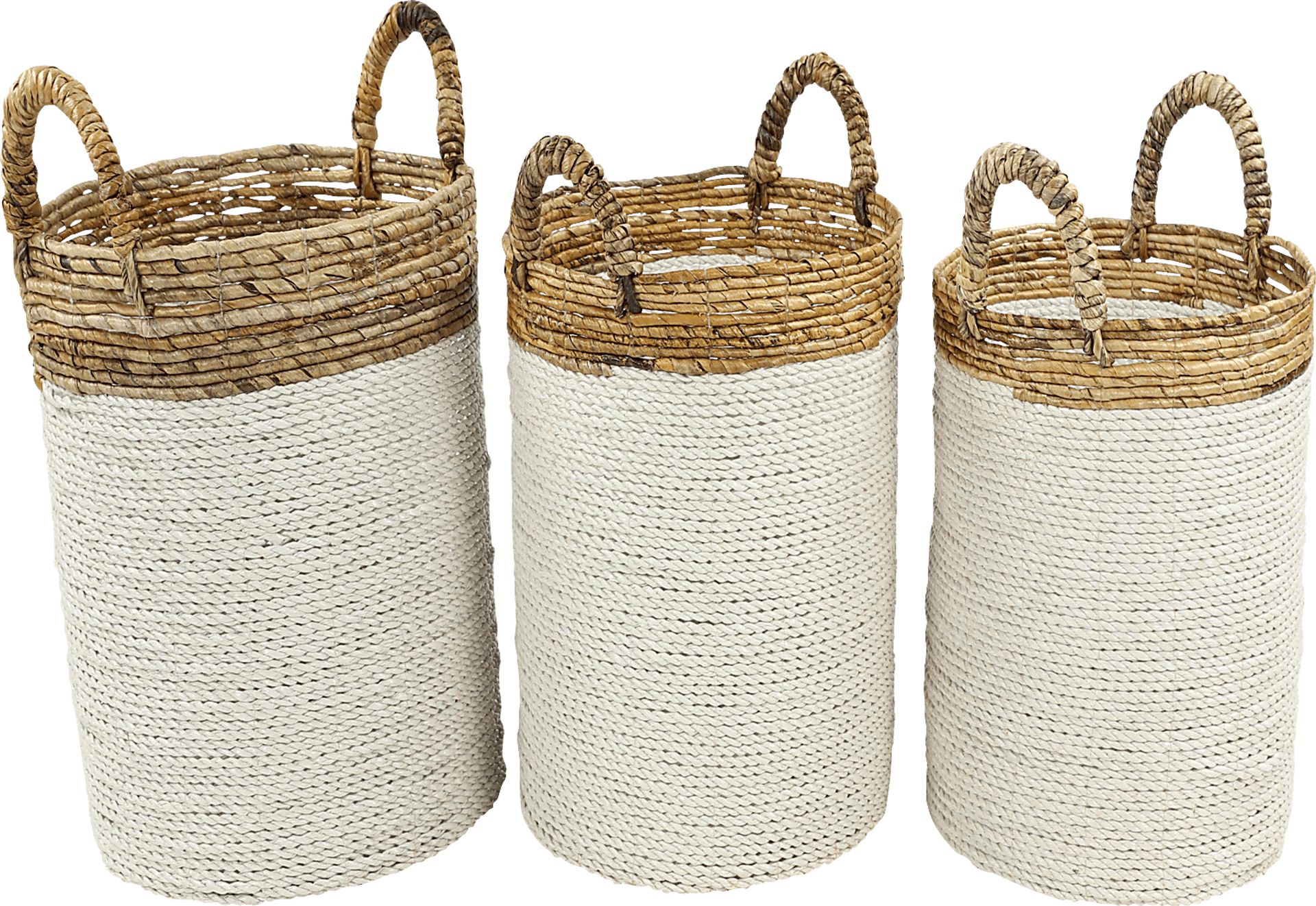 Sunji White Basket, Set of 3 - Image 1